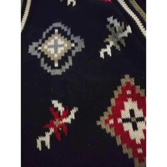 Vintage Southern Lady Black Diamond Print Grandma Knit Sweater Vest Sz Large - Picture 6 of 7